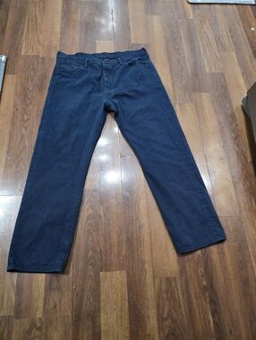 Mens Levis 501 Dark Indigo Blue Straight Leg Jeans Original Fit Button Fly 40x32